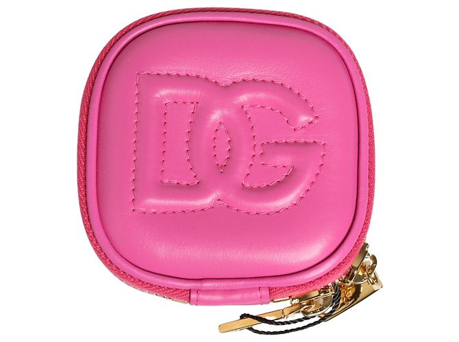 Dolce & Gabbana Airpod-Case aus rosa Lammleder mit geprägtem Logo - Ansicht 2
