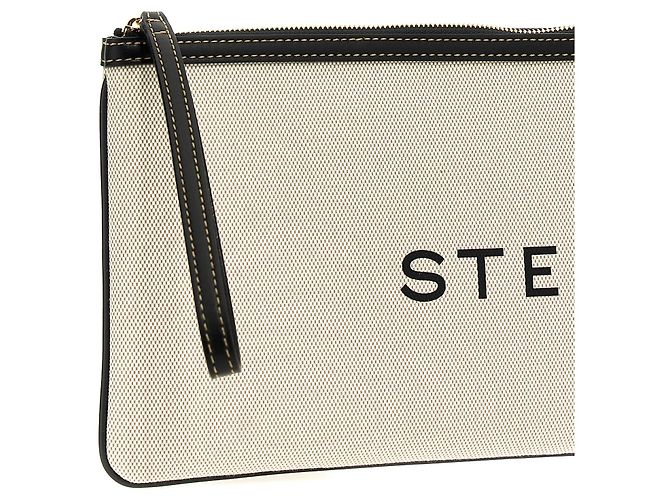 Stella Mc Cartney Clutch in cotone beige - vista 3