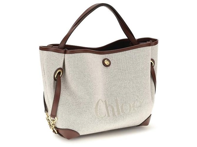 Chloé Borsa a tracolla in tessuto beige - vista 2