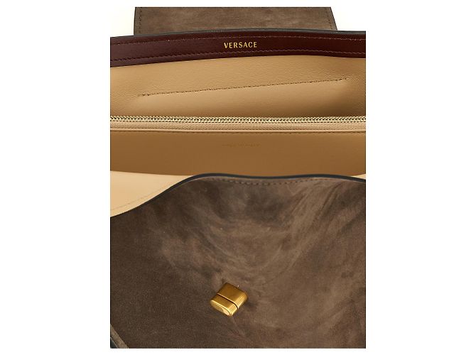 Versace Borsa a tracolla in vitello marrone - vista 4