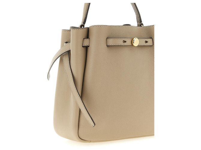 Tory Burch Bolsa de couro de vaca bege - vista 3