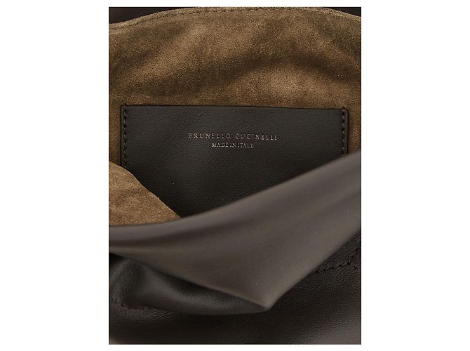 Brunello Cucinelli Clutch in pelle di vitello marrone - vista 4