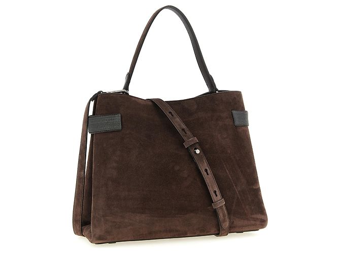 Brunello Cucinelli Borsa in pelle di vitello marrone - vista 2