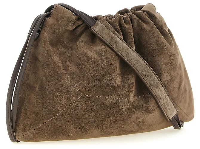 Brunello Cucinelli Clutch in pelle di vitello marrone - vista 2