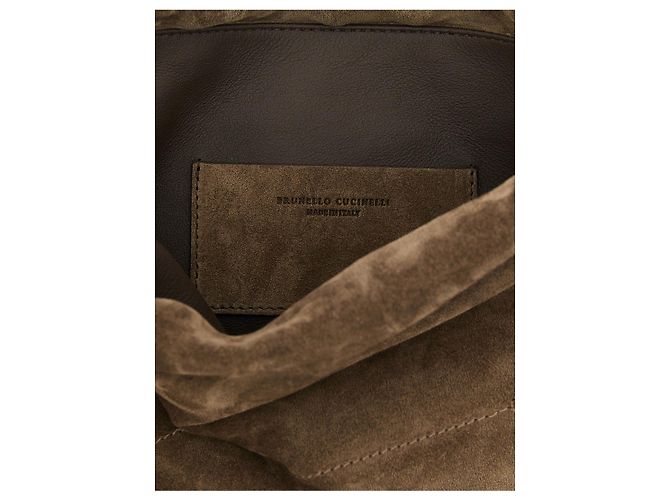 Brunello Cucinelli Clutch in pelle di vitello marrone - vista 4