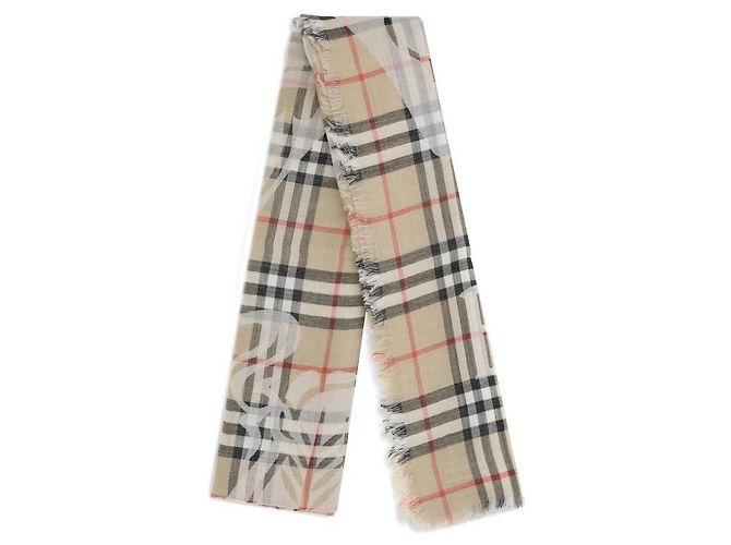 Sciarpa Burberry Check in lana e seta beige - vista 2