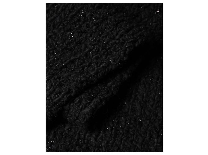 Dolce & Gabbana Sciarpa Foulard in Lana Nera con Frange - vista 2