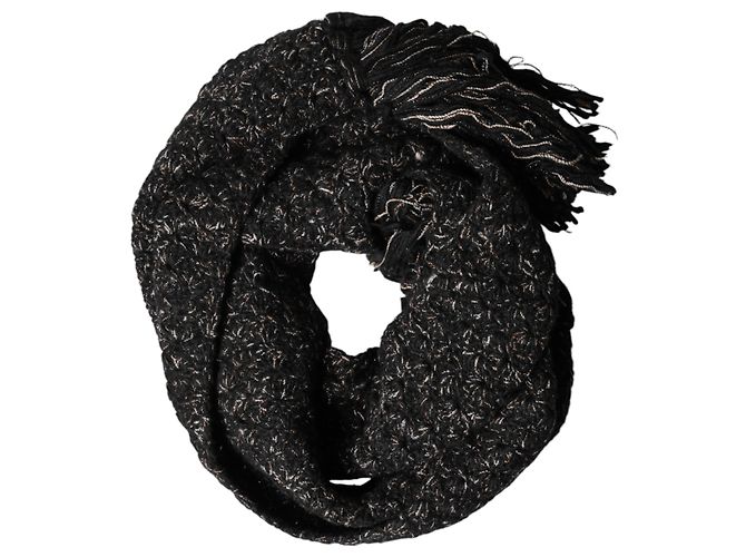 Dolce & Gabbana Sciarpa Foulard in Lana Nera con Frange - vista 3