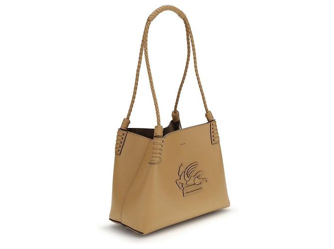 Etro Borsa a tracolla Bos Taurus in pelle di vitello beige - vista 2