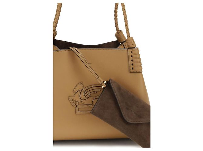 Etro Borsa a tracolla Bos Taurus in pelle di vitello beige - vista 4
