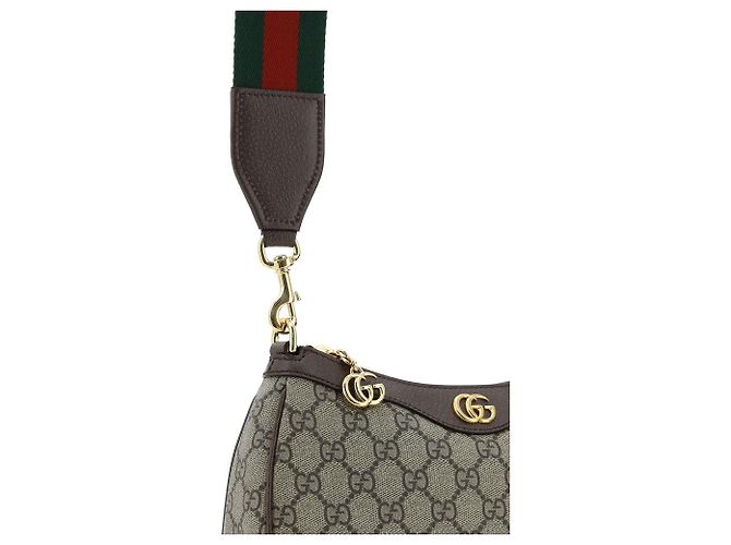 Gucci Borsa a tracolla in cotone marrone - vista 4
