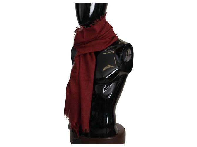 Dolce & Gabbana Sciarpa Wrap DG Crown in Cashmere e Seta Rossa con Frange - vista 2