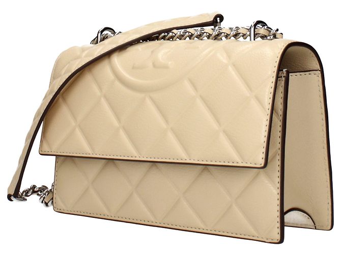 Tory Burch Borsa crossbody in pelle beige - vista 2