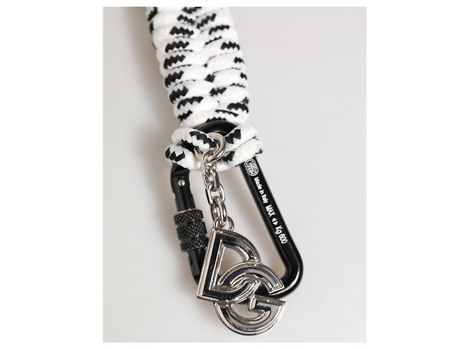 Dolce & Gabbana Black White Polyester Tape String DG Logo Keychain Keyring - view 2