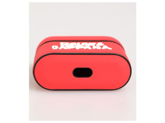 Dolce & Gabbana Custodia Airpods da uomo in PVC rosso con logo DG embossed e supporto a ribalta - vista 4