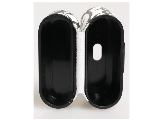 Dolce & Gabbana Custodia Airpods in pelle con logo e stampa monogramma bianco e nero - vista 6
