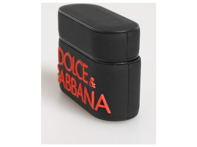 Dolce & Gabbana Black Orange Rubber Logo Embossed Accessory Airpods Case - view 2