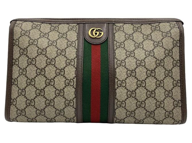 Gucci Pouch Medium Ophidia GG Supreme Canvas Beige Brown - vista 12