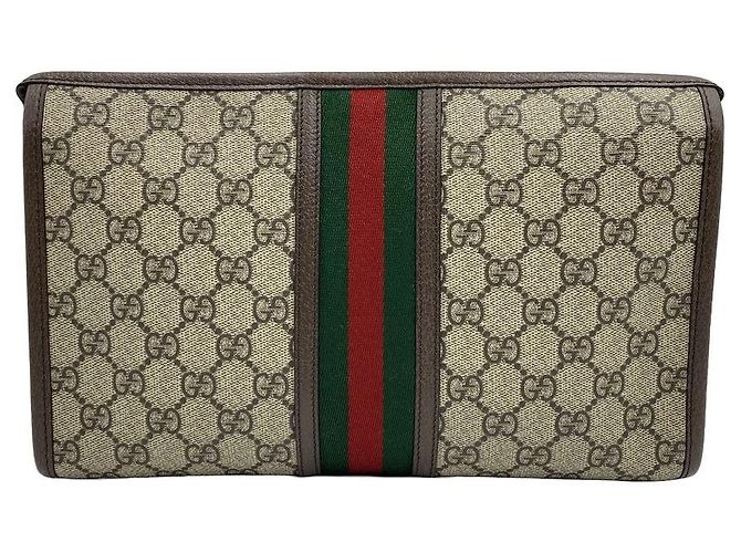 Gucci Pouch Medium Ophidia GG Supreme Canvas Beige Brown - vista 5