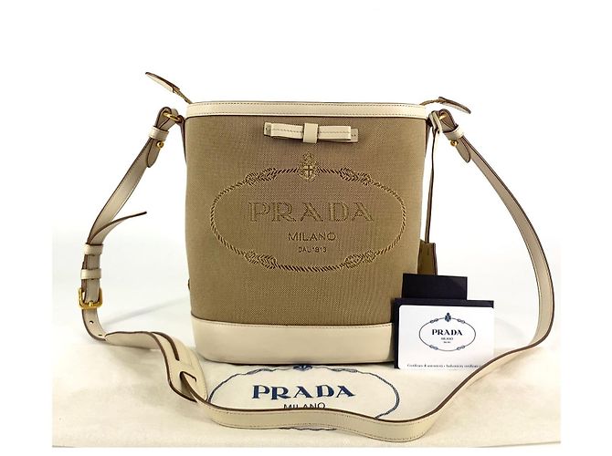 Prada Bolsa bucket crossbody em jacquard com logo triangular - vista 2