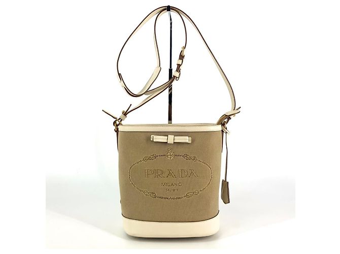 Prada Bolsa bucket crossbody em jacquard com logo triangular - vista 9