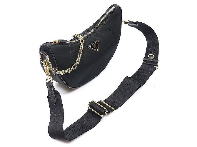 Prada Borsa a spalla Dumurun in pelle Saffiano e Re-Nylon nero - vue 2