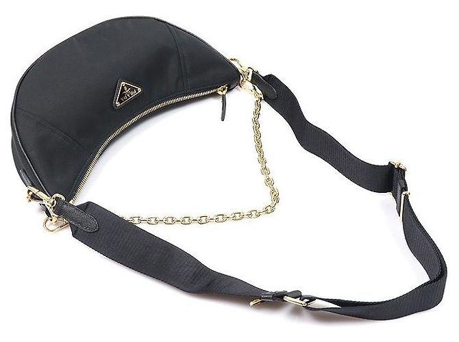 Prada Borsa a spalla Dumurun in pelle Saffiano e Re-Nylon nero - vue 3