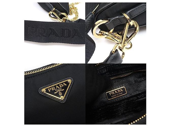 Prada Borsa a spalla Dumurun in pelle Saffiano e Re-Nylon nero - vue 7