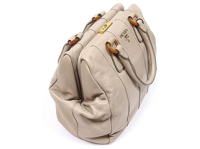 Prada Borsa Tote Frame Lock in pelle di vitello morbida Grigio POMICE - vista 2