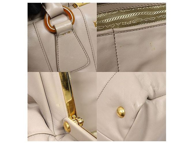 Prada Borsa Tote Frame Lock in pelle di vitello morbida Grigio POMICE - vista 6
