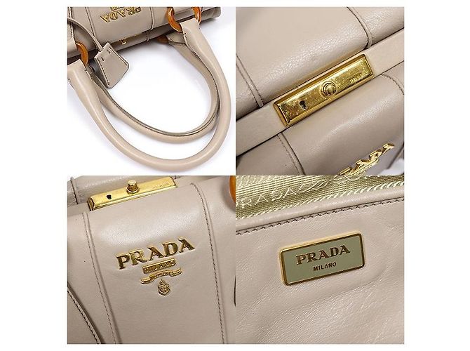 Prada Borsa Tote Frame Lock in pelle di vitello morbida Grigio POMICE - vista 7