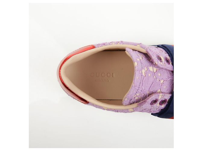 Gucci Sneakers Ace Crystal Web Stripe Purple - vista 12