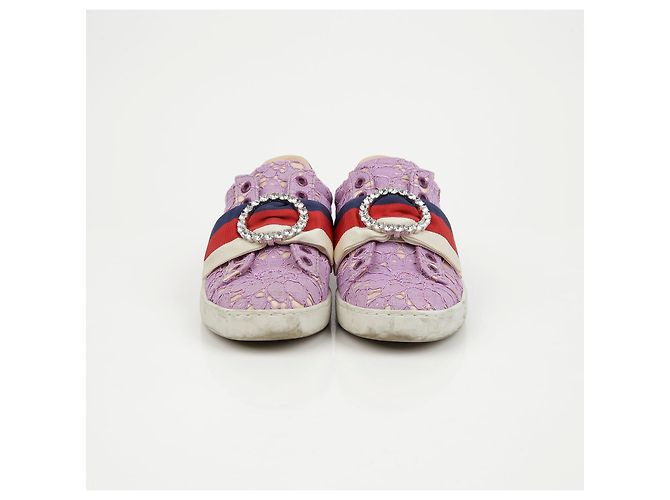 Gucci Sneakers Ace Crystal Web Stripe Purple - vista 4