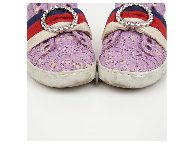Gucci Sneakers Ace Crystal Web Stripe Purple - vista 5