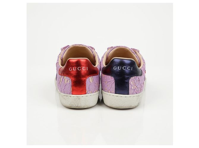 Gucci Sneakers Ace Crystal Web Stripe Purple - vista 7