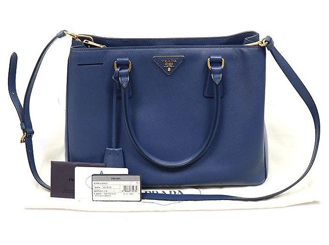 Prada Borsa Saffiano Lux Blue Triangle Logo - vista 2