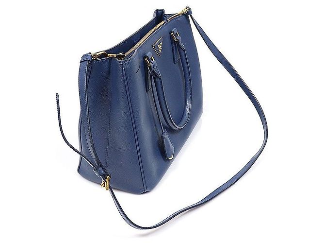 Prada Borsa Saffiano Lux Blue Triangle Logo - vista 3