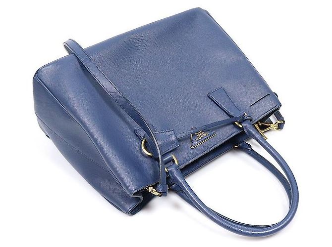 Prada Borsa Saffiano Lux Blue Triangle Logo - vista 4