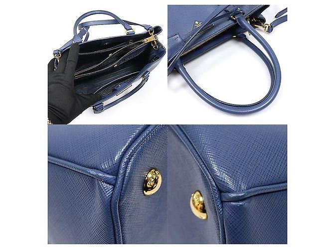 Prada Borsa Saffiano Lux Blue Triangle Logo - vista 6
