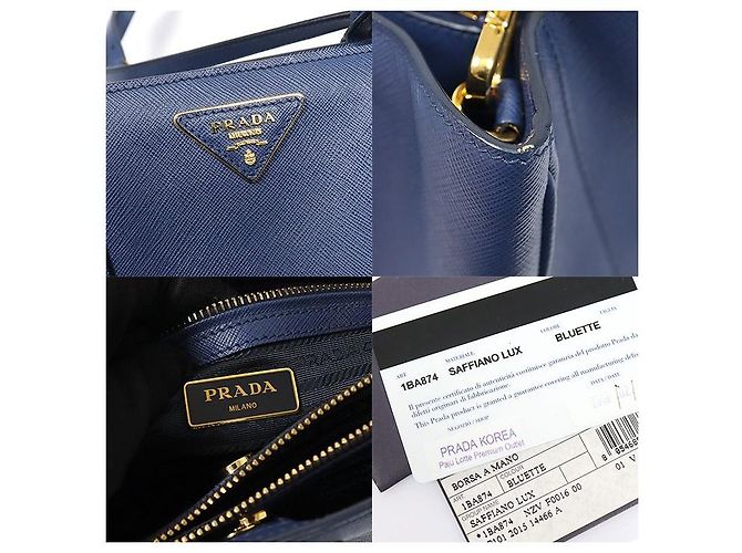 Prada Borsa Saffiano Lux Blue Triangle Logo - vista 7