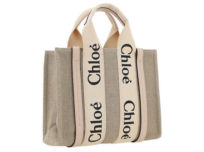 Borsa Woody Canvas Tote Chloé marrone - vista 3