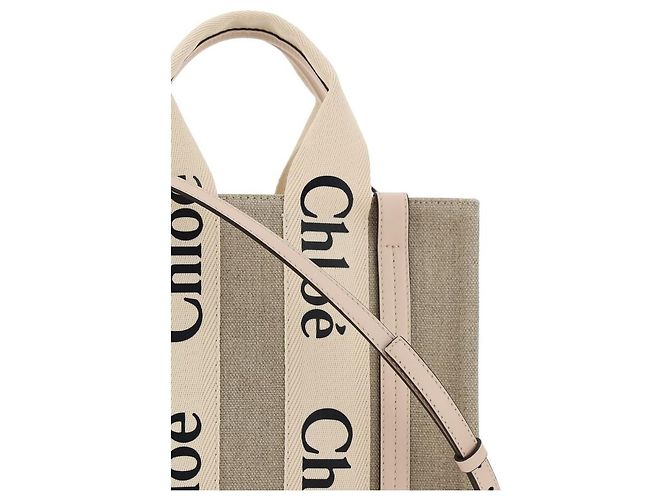 Borsa Woody Canvas Tote Chloé marrone - vista 4