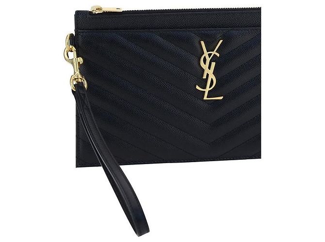 Autre Marque Clutch Bos Taurus in pelle di vitello nera - vista 3