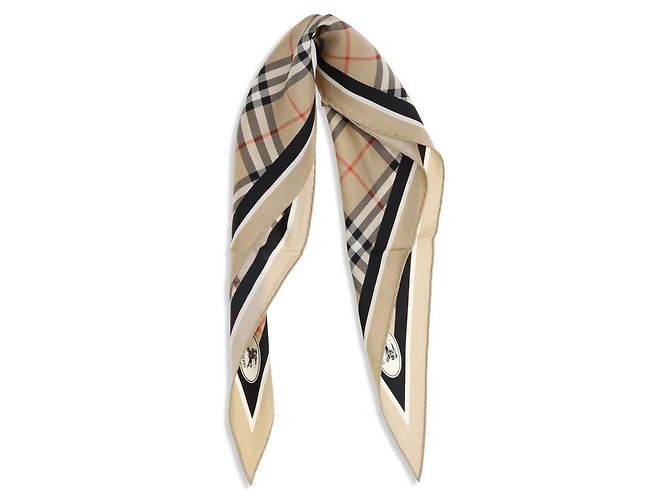 Sciarpa di seta Burberry Check con Knight Stamp Beige - vista 2