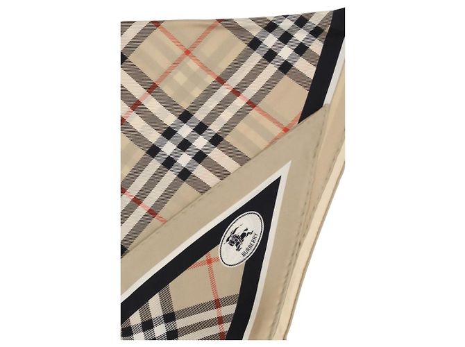 Sciarpa di seta Burberry Check con Knight Stamp Beige - vista 3