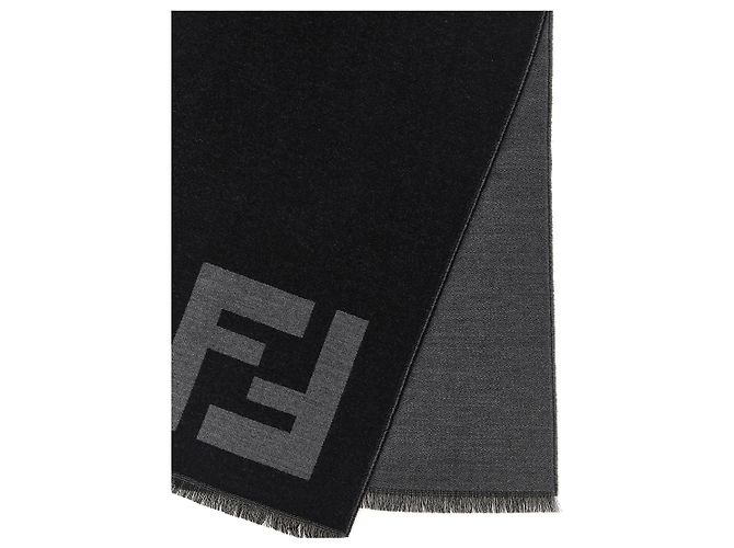 Fendi Sciarpa in lana vergine nera - vista 3