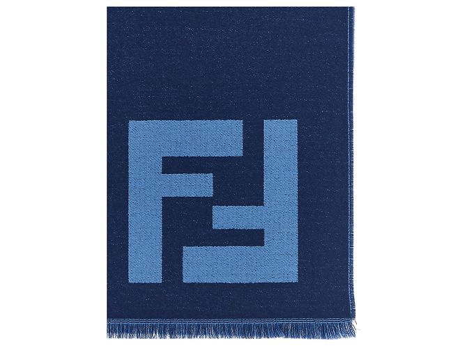 Fendi Sciarpa in lana vergine blu - vista 2
