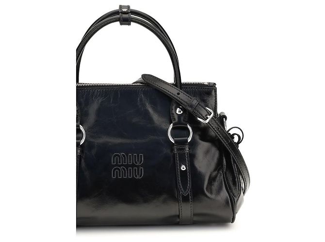 Miu Miu Borsa Bos Taurus in pelle di vitello nera - vista 4