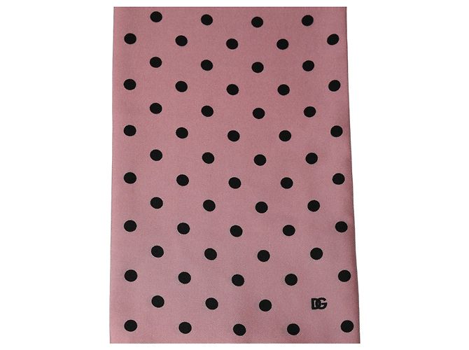 Dolce & Gabbana Stola Sciarpa in Pizzo di Seta a Pois Rosa con Frange - vista 3