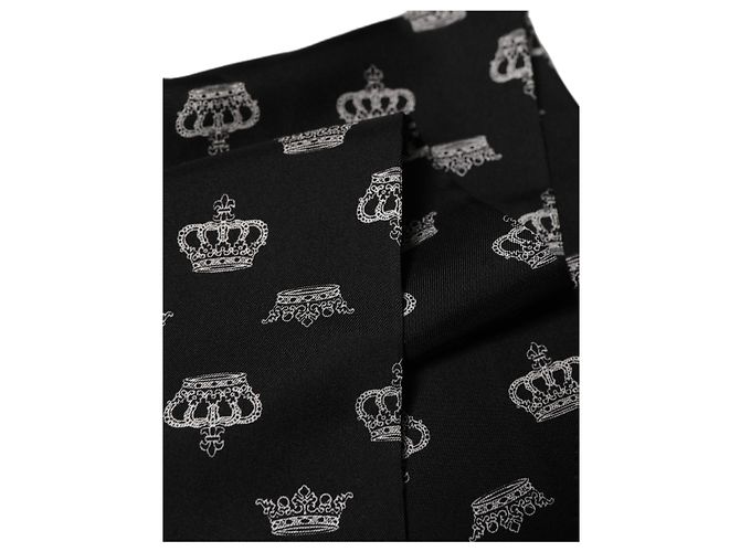 Dolce & Gabbana Sciarpa scialle in seta nera con frange e collo a corona - vista 5